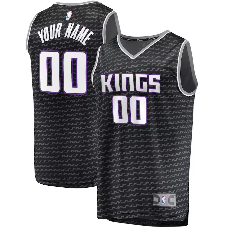 Men Sacramento Kings Fanatics Branded Black Fast Break Custom Replica NBA Jersey->youth nba jersey->Youth Jersey